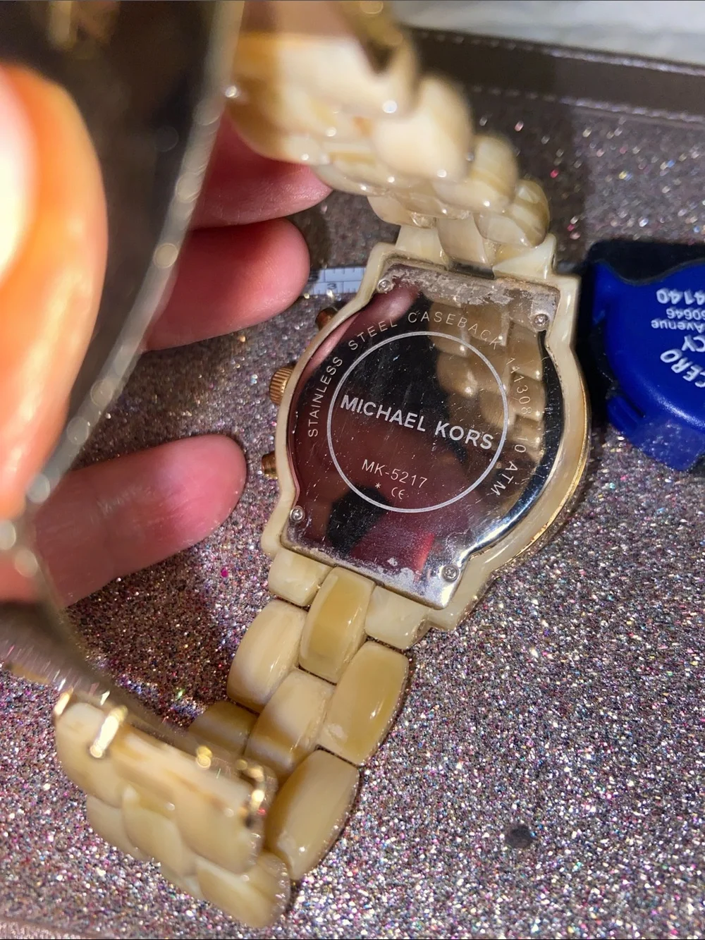 Michael Kors Gold-Tone Watch with Cream Resin Bracelet